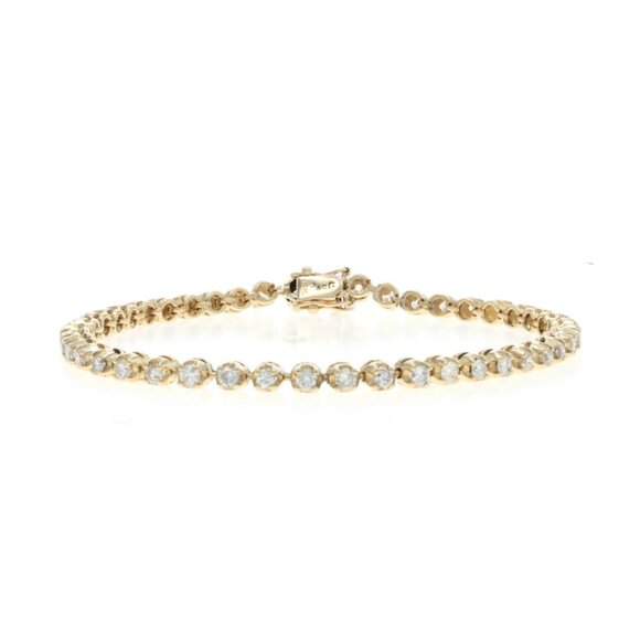 Yellow Gold Diamond Tennis Bracelet 7 1/2" 7 1/4" 14k Round Brilliant 2.00ctw - Picture 1 of 7